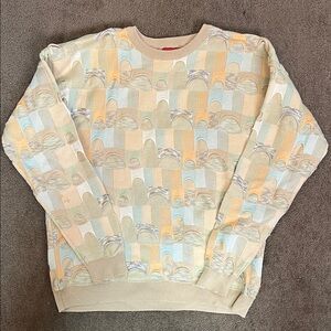 Men's vintage Beige J Simon Patterned Crewneck Sweater L/G